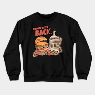 Burger Bites Back Funny Halloween Design (Light, Red Text) Crewneck Sweatshirt
